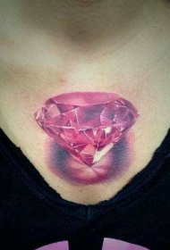 Chest 3D pink big diamond tattoo pattern