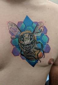 tetování hrudník muž chlapec hrudník Úly a včelí tetování obrázky