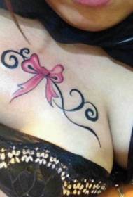 beauty chest sexy painted bow tattoo pattern