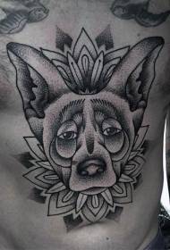 Abdominal Black Line Stinging Original Dog Tattoo Pattern