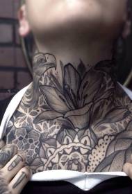 vrat prekrasan gravura stil trn cvijet tetovaža uzorak