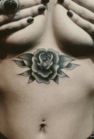 chest old school rose tattoo pattern