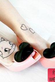 beauty foot cute cat tattoo pattern