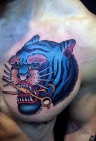 boarst Aziatyske styl kleurde grutte tiger tattoo patroan