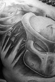 στήθος 3D μαύρο γκρι στυλ τατουάζ εικόνα