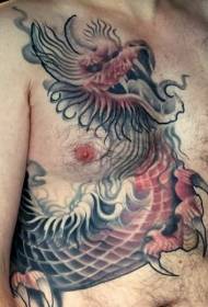 Chest Multicolored Dragon Tattoo Tsarin Haraji