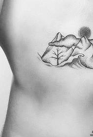 chest point thorn mountain cloud tattoo pattern