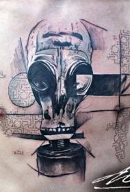 color chest modern style gas mask tattoo pattern