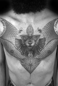 чорна сіра точка геометрия шипа _11 чоловічі груди чорна сіра геометрична строчка зшивання татуювання татуювання візерунок малюнок працює