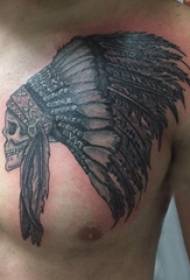 Indian tattoo Boy's chest black Indian skull tattoo picture