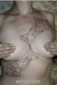 bryst svart abstrakt geometrisk linje tatoveringsmønster