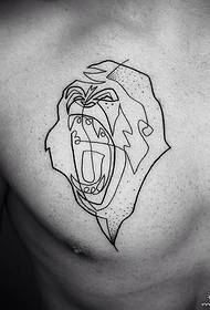 Punto di pettu thorn line minimalista orangutan mudellu di tatuaggi