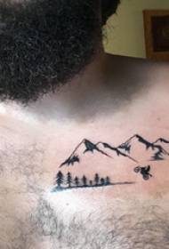 Tetovējums krūtīs vīriešu zēni krūtīs melnā ainava tetovējums attēlus