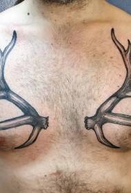 brystet enkelt svart gevir personlighet tatovering mønster