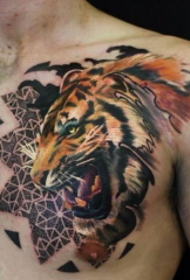 thirty domineering tiger head tattoo pattern