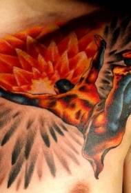 Rintakuvittajan tyyliväri lentävä Icaron tatuointikuvio