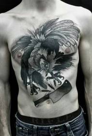 Bröststick svart stil kuk med tatuering mönster