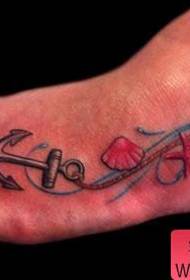 foot iron anchor starfish shell tattoo