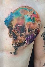 chest skull splash ink painted tattoo tattoo pattern