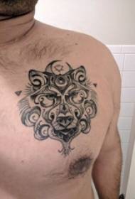 Tigar Totem tetovaža muški prsima prsa totem tetovaža slika 51012 - Bik Glava Tattoo Boys Grudi Crni bik Tattoo Head Slika