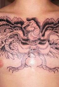 Chest Bird Monster Black Tattoo Pattern