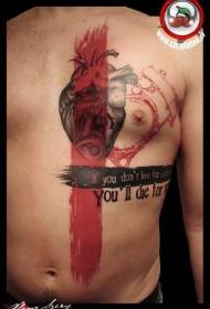 mellkas színű emberi szív levél tetoválás minta