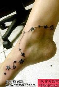 foot popular five-pointed star anklet tattoo pattern