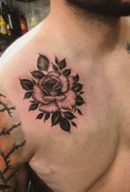 men's chest rose tattoo pattern