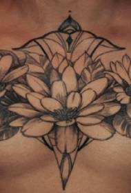 literary flower tattoo male boy chest Flower Tattoo Picture