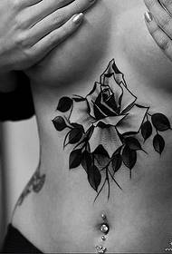 chest Sexy rose tattoo pattern