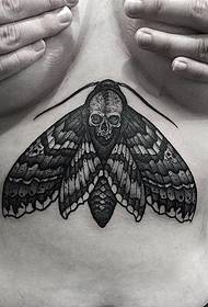 female chest skull moth sexy tattoo pattern