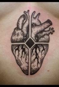 djevojke ispod prsa crno siva skica točka trn Savjeti za kreativne slike srca tetovaža
