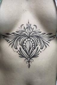 girls chest decorative style floral tattoo pattern