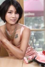 Summer Li Na cool out of the chest sexy rose tattoo pattern