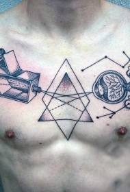 Peito Ciência Estilo Design Geométrico Preto Tatuagem Padrão