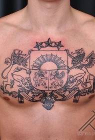 chest black large ancient badge tattoo pattern