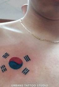 bandiera tatuaggio modello ragazzi color petto bandiera coreana immagine tatuaggio 50837 - ali del tatuaggio materiale del tatuaggio maschile sotto il petto ali d'angelo modello del tatuaggio