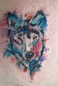 boys chest painted splashes simple abstract lines animal wolf head tattoo pictures