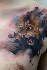 歐美獅子紋身圖案的好看飛濺