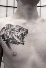 Motif de tatouage poitrine ours noir rugissant