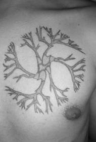 chest round growth tree tattoo pattern