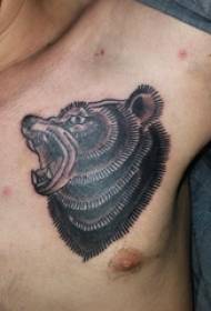 Tetovanie na hrudi mužský chlapec na hrudi čierny medveď tetovanie obrázok
