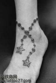 beautiful foot five-pointed Star chain tattoo pattern
