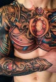 Cvjetna tetovaža na prsima - djeluje skupina muških dominirajućih velikih cvjetnih tetovaža na prsima