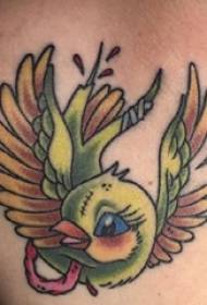 boys chest painted gradient simple line small animal bird tattoo pictures