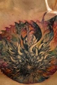 мужчынскія грудзі каляровых кветак з цудоўным дэкаратыўным малюнкам татуіроўкі