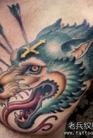 Europe and the United States chest color wolf head tattoo pattern