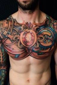 chest and Arm unusual fantasy armor painted tattoo pattern