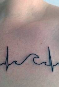 Brystpersonlighed unikt sort EKG tatoveringsmønster