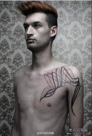 peito masculino padrão de tatuagem de linha abstrata europeia e americana